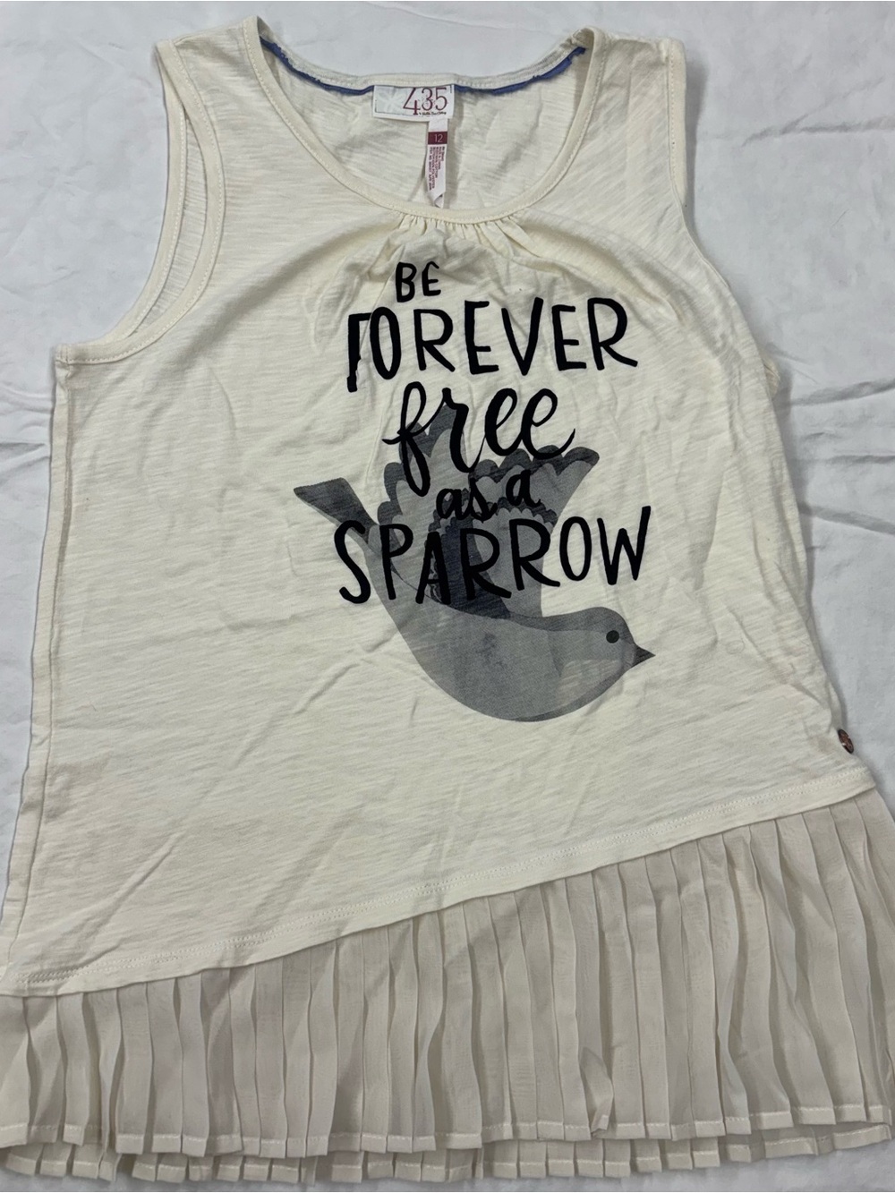 Matilda Jane Cream Black Tank Top Be Forever Free Sparrow Bird Size 12